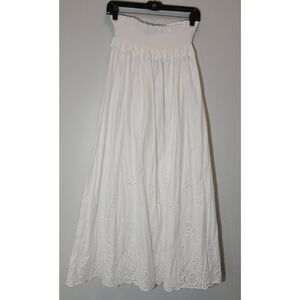 Loretta caponi womens small long white maxi skirt quiet luxury pool vacation